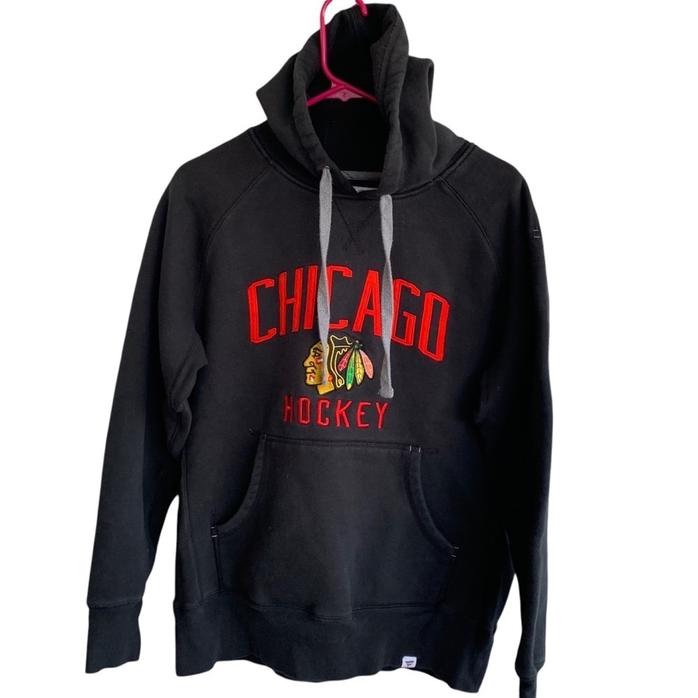 Chicago Blackhawks NHL Hockey Black Hoodie Sweatshirt Size Large